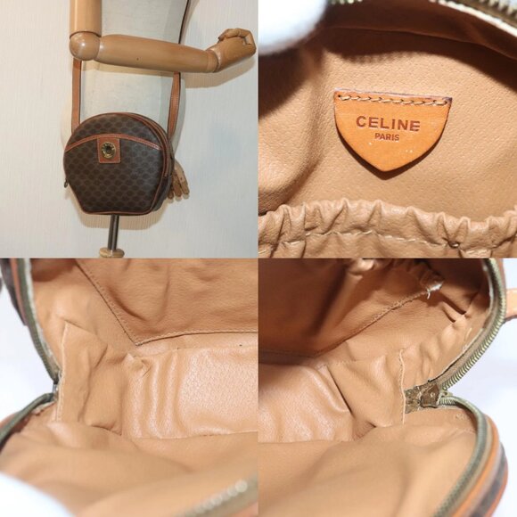 CELINE Macadam Canvas Shoulder Bag PVC Leather Brown Gold Auth 93827 - Picture 14 of 15